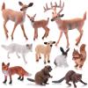 10 Pieces Forest Animals Figures Miniature Woodland Animal Figurines Small Squirrel Beaver Rabbit Deer Family Educational Playset Toys Cake Toppers for Graduation Gift Birthday Party Supplies view 1
