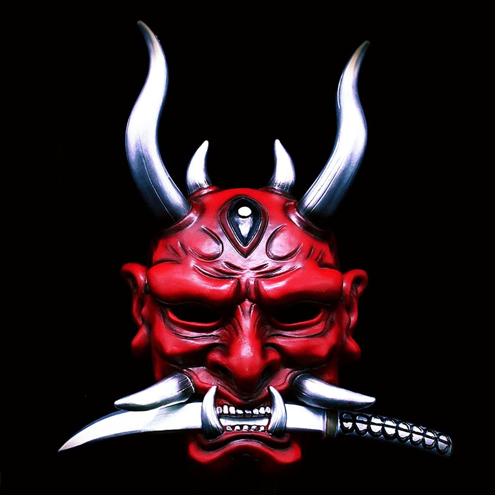 WKNBEU Japan Hannya Mask Halloween Ghost Warrior Horror Devil Cosplay Mask Prajna Theme Party Resin Mask Art Crafts Hanging OrnamentRed