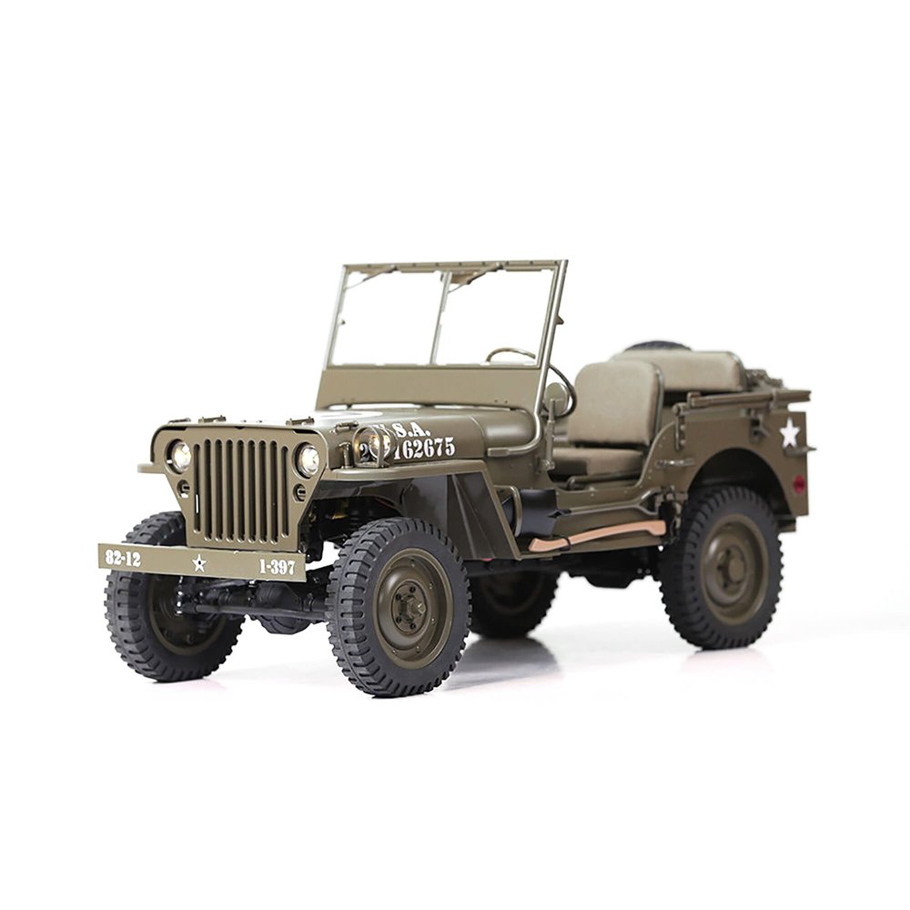 Rochobby FMS 1/6 1941 MB Scaler RC mini Jeep RC Truck MB Scaler 4x4 Hobby Grade Brushed RC Rock Crawler RC Army Military Truck for Adults,RS