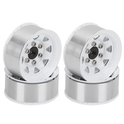 RC Wheel Hub, 4 Pcs 1.55 Inch RC Wheel Rim Hub Zinc Alloy RC Beadlock Wheel Rim Hub Compatible with TF2 CC01 LC70 D90/MST Axial AX90069 RC Car(white)