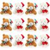 12 Pieces Christmas Mini Bear Bulk 3.15 Inch Soft Plush Stuffed Animal Toy Xmas Tree Cute Ornaments Plush Bear Keychain Gift for Birthday Present Box Wedding Party Favors Award Decor(Simple Style) view 1