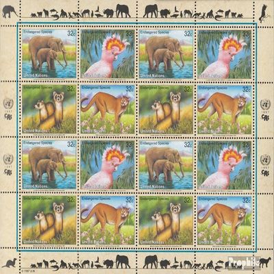 UN - New York 732-735 Sheetlet (Complete.Issue.) unmounted Mint/Never hinged ** MNH 1997 Affected Animals (Stamps for Collectors) Cats/Big Cats (Lions/Tigers/Leopards ...)