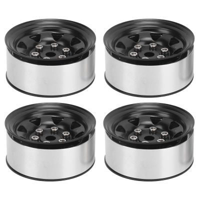 Dilwe RC Wheel Hub RC Accessories, 4 Pcs 1.55 Inch RC Wheel Rim Hub Zinc Alloy RC Beadlock Wheel Rim Hub Compatible with TF2 CC01 LC70 D90/MST Axial AX90069 RC Car Part(Black)