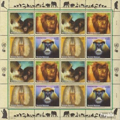 UN - Vienna 485-488 Sheetlet (Complete.Issue.) unmounted Mint/Never hinged ** MNH 2007 Primaten (Stamps for Collectors) Other Mammals (Monkeys/Dinosaurs/Elephants ...)