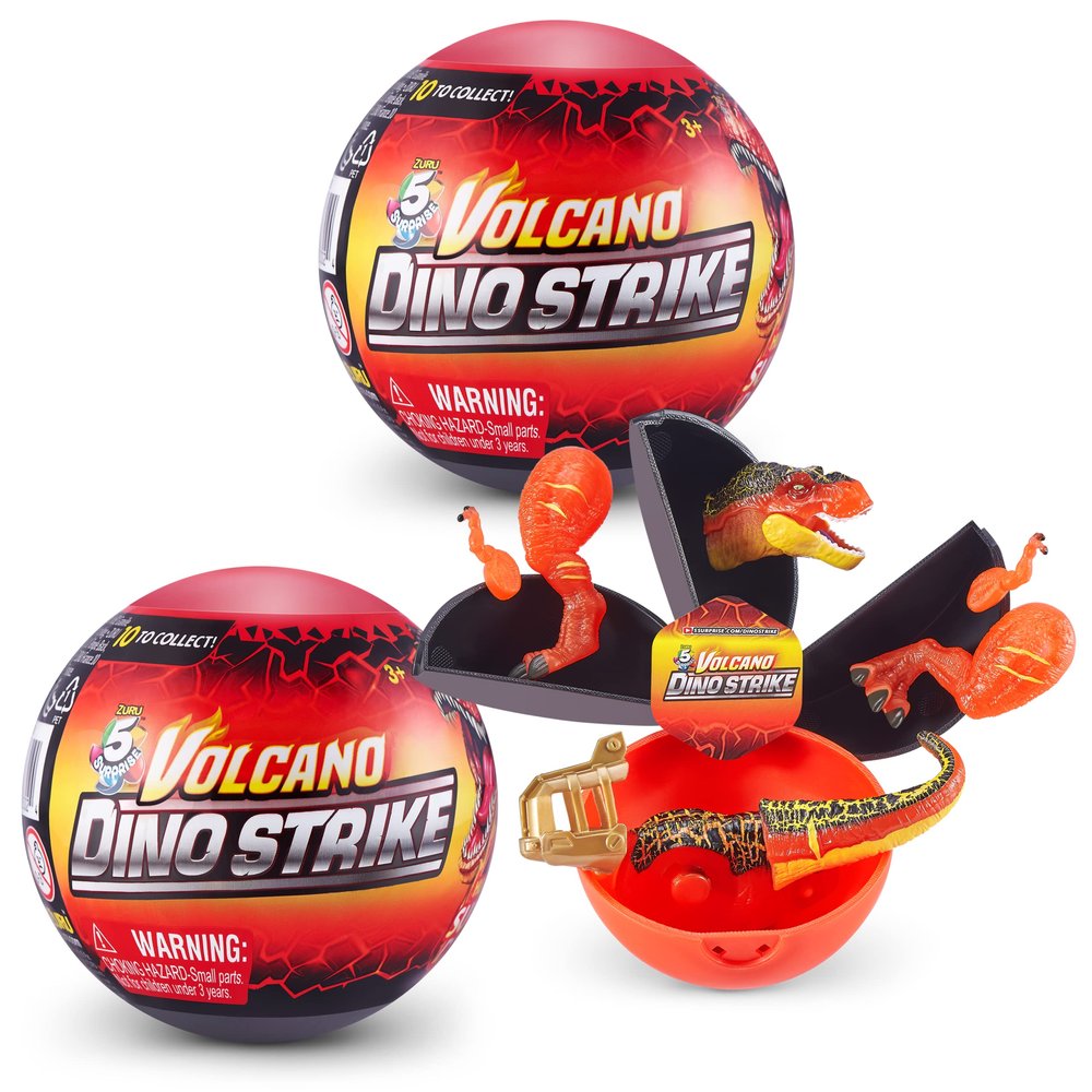 5 SURPRISE Dino Strike Volcano Series 4 Mystery Collectible Capsule (2 Pack) (77239)