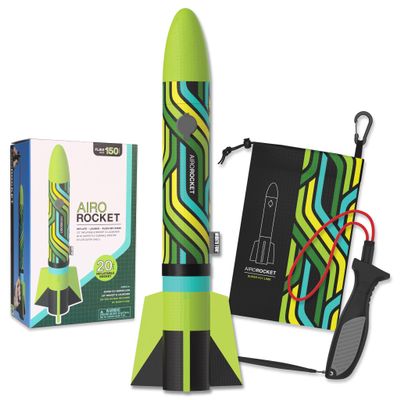 Mighty Fun! - Airo Rocket Hand Launched Inflatable Rocket Kit - Includes Giant 20 Inch Inflatable Ripstop Nylon Rocket, Hand Launcher and Storage Bag - Soars 150 Feet - Ages 6+