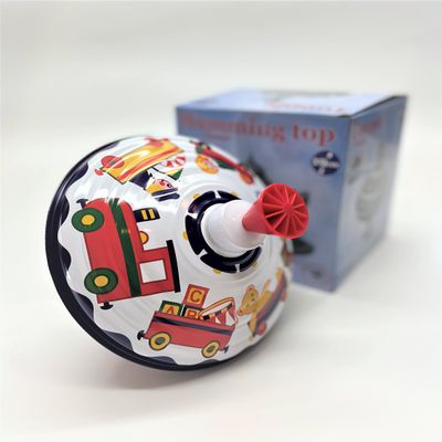 Classic Music Box Spinning Tin Top Toy from KsmToys by Bolz. The Funny Buzzing Hum Gets Louder As The Top Spins Faster, 7.5" x 7.5" x 7.5" Ages 18 m+