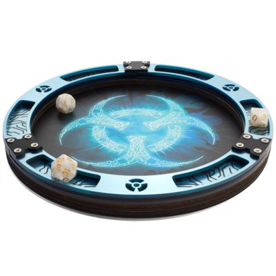C4Labs 10" Padded Dice Rolling Tray  Synthetic Biotech - Blue Metallic