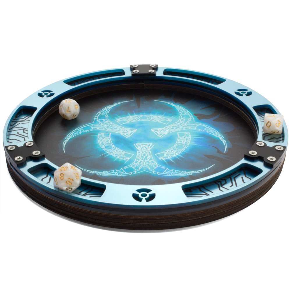 C4Labs 10" Padded Dice Rolling Tray  Synthetic Biotech - Blue Metallic