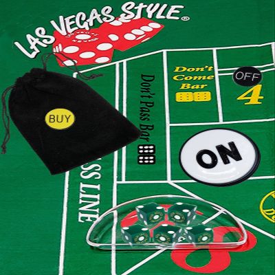 Cyber-Deals Craps Starter Kit Sets, Featuring Authentic Las Vegas Casino Table-Played Dice with Clear Acrylic Dice Boat (Four Queens (Green Frosted))