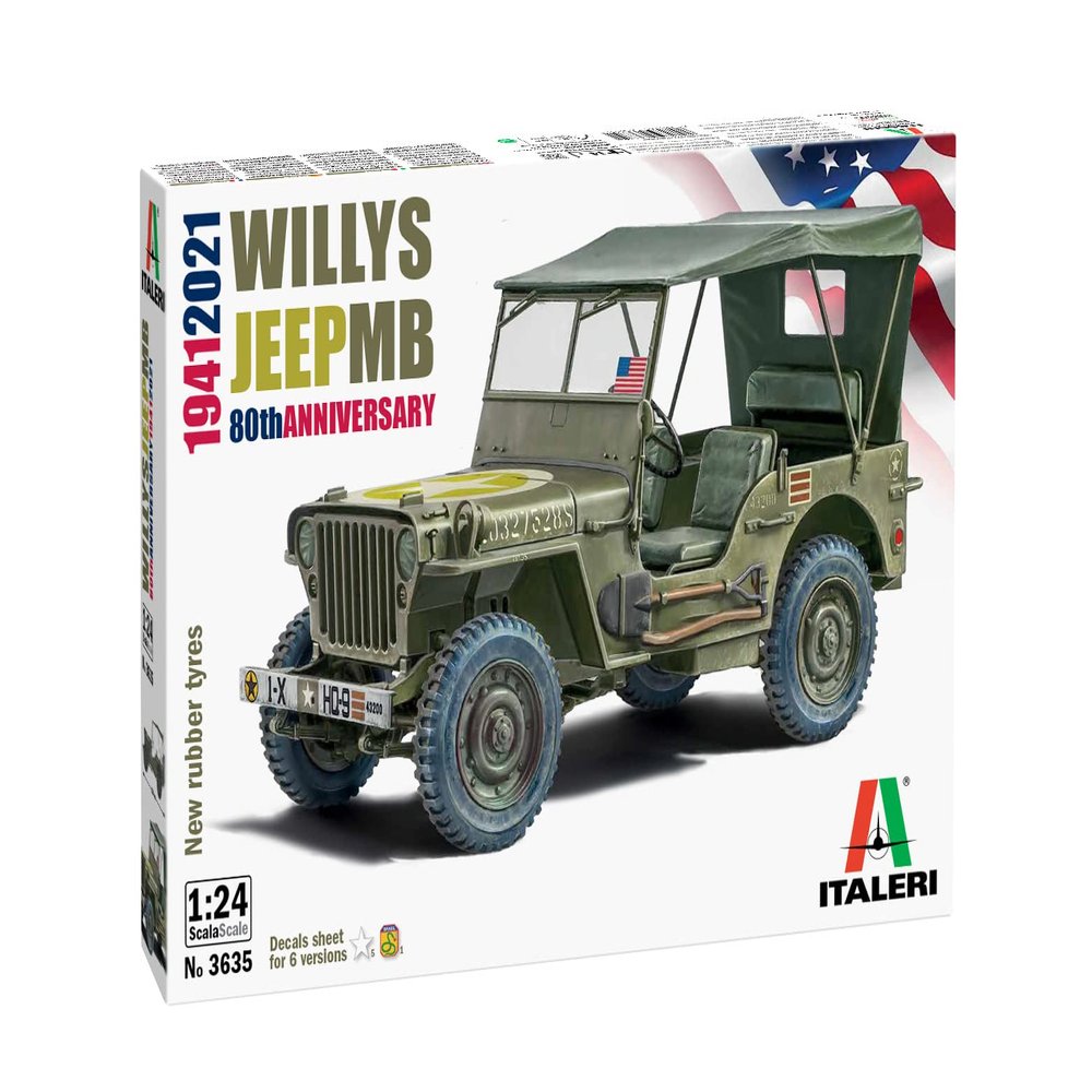 3635 Willys Jeep MB 80th Anniversary 1:24 Model Kit