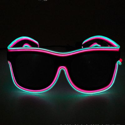 Neon LED Glasses, Flashing Shutter Neon Glowing Glasses Neon EL Wire Shutter Glasses with 4 Modes for Nightclubs, DJ, Concert, Halloween (Blue Pink 1)