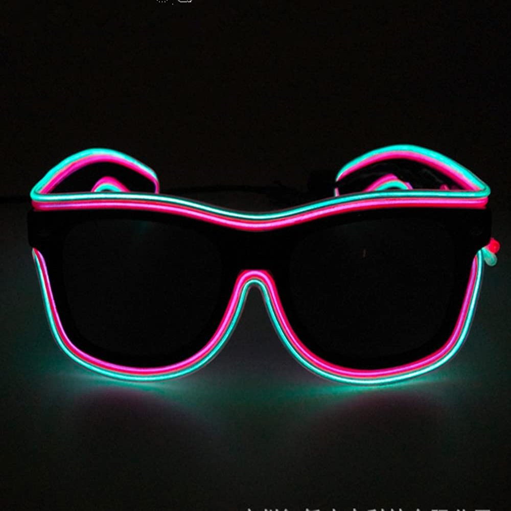 Neon LED Glasses, Flashing Shutter Neon Glowing Glasses Neon EL Wire Shutter Glasses with 4 Modes for Nightclubs, DJ, Concert, Halloween (Blue Pink 1)