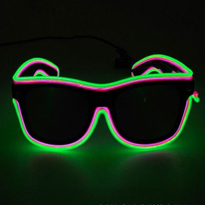 Neon LED Glasses, Flashing Shutter Neon Glowing Glasses Neon EL Wire Shutter Glasses with 4 Modes for Nightclubs, DJ, Concert, Halloween (Green Pink)