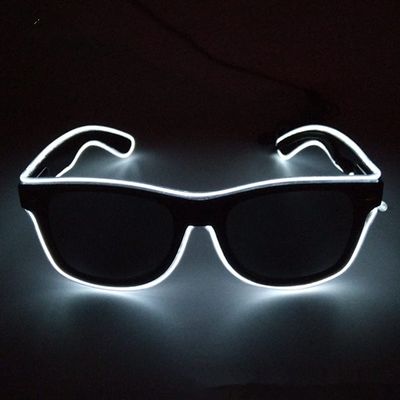 Neon LED Glasses, Flashing Shutter Neon Glowing Glasses Neon EL Wire Shutter Glasses with 4 Modes for Nightclubs, DJ, Concert, Halloween (White)