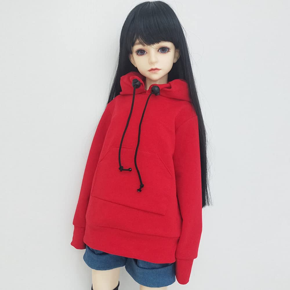 30CM / 45CM / 60CM Doll Clothes 1/3 1/4 1/6 BJD Doll Accessories BJD SD DIY Fashion Hoodie Toys Dolls Clothing (1/6,Red)