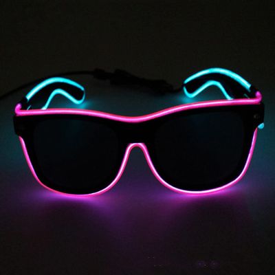 Neon LED Glasses, Flashing Shutter Neon Glowing Glasses Neon EL Wire Shutter Glasses with 4 Modes for Nightclubs, DJ, Concert, Halloween (Pink Blue 1)