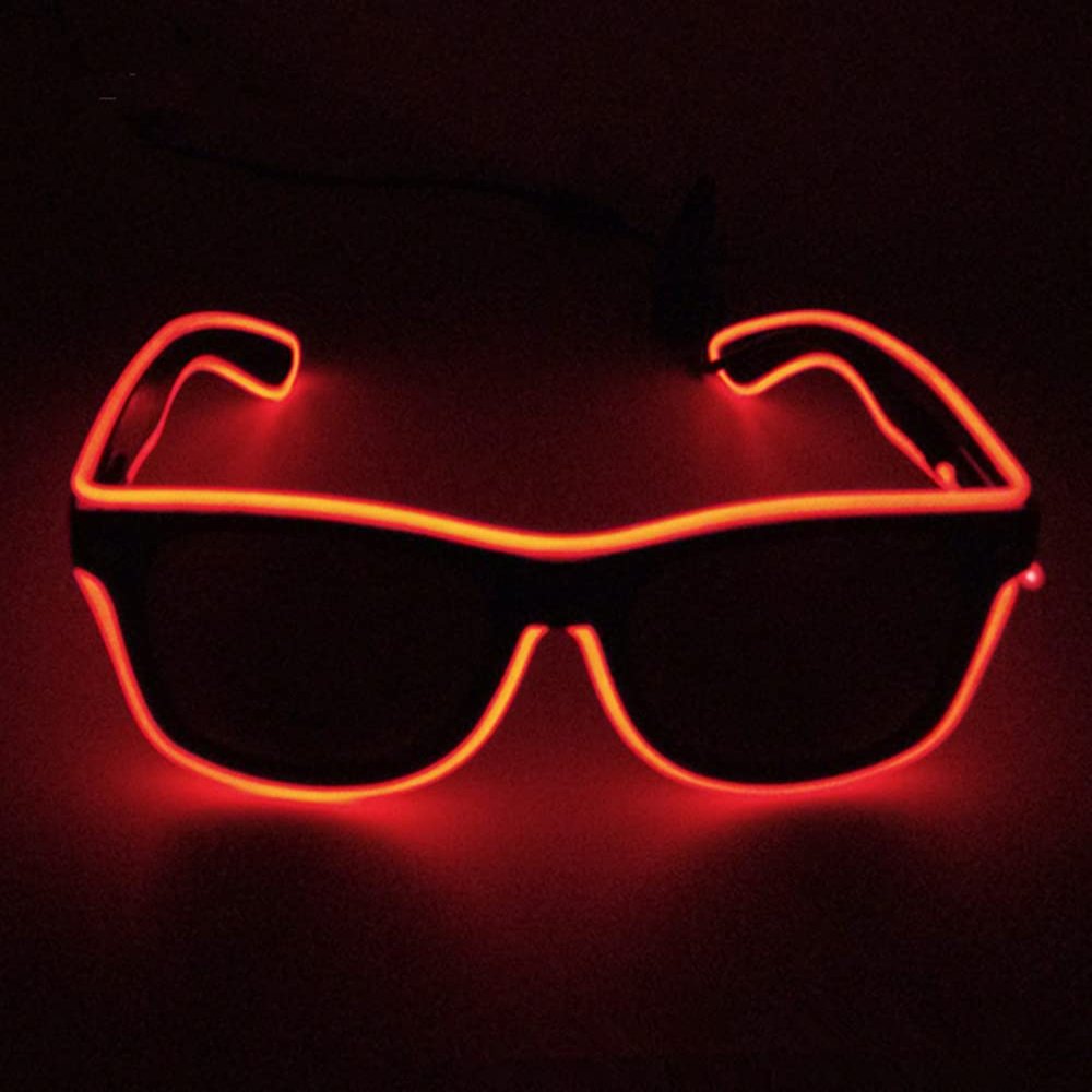 Neon LED Glasses, Flashing Shutter Neon Glowing Glasses Neon EL Wire Shutter Glasses with 4 Modes for Nightclubs, DJ, Concert, Halloween (Red)