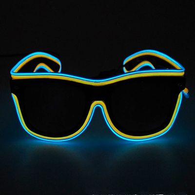 Neon LED Glasses, Flashing Shutter Neon Glowing Glasses Neon EL Wire Shutter Glasses with 4 Modes for Nightclubs, DJ, Concert, Halloween (Blue Yellow)