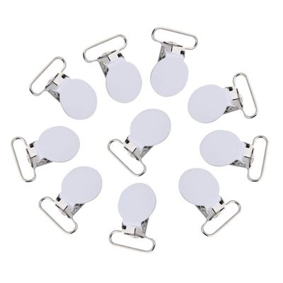 25mm Round Pacifier Clips, Suspender Snaps, DIY Clothes Accessories, for Making Pacifier Holders Bib Clips(White)