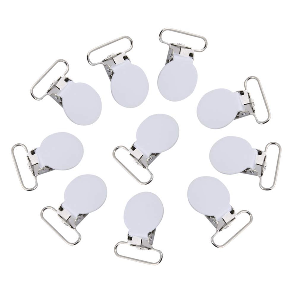 25mm Round Pacifier Clips, Suspender Snaps, DIY Clothes Accessories, for Making Pacifier Holders Bib Clips(White)