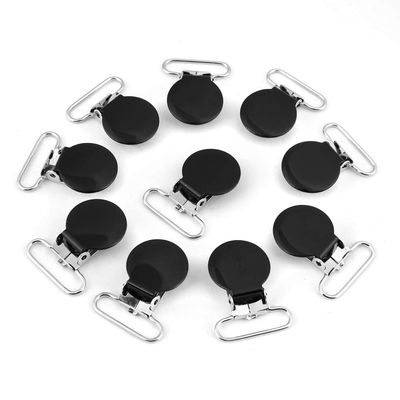 25mm Round Pacifier Clips, Suspender Snaps, DIY Clothes Accessories, for Making Pacifier Holders Bib Clips(Black)