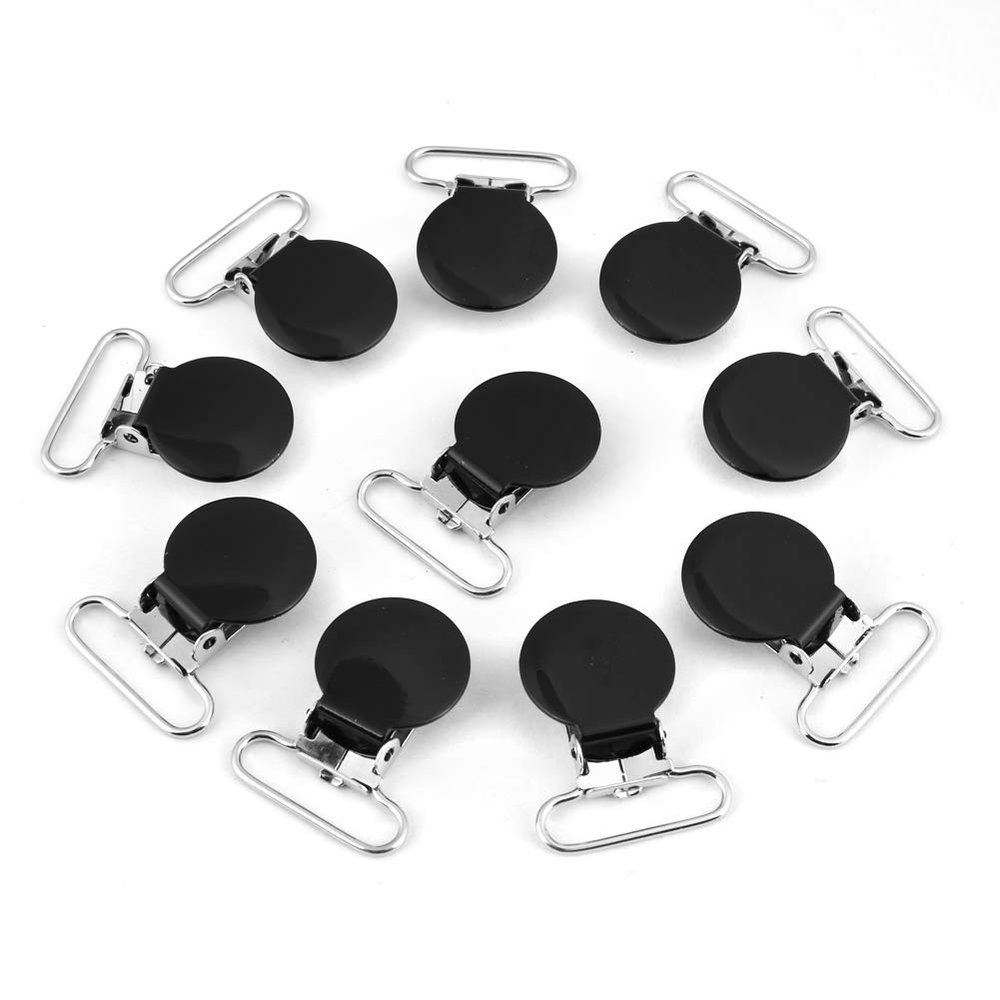 25mm Round Pacifier Clips, Suspender Snaps, DIY Clothes Accessories, for Making Pacifier Holders Bib Clips(Black)