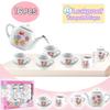 16 Piece Rose Flower Miniature Porcelain Ceramic Tea Set | Kids Toy Mini Pretend Play Kitchen Decorated Playset | Small Party Accessories Teapot, Cups, Sugar Bowl and Creamer view 3