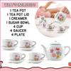 16 Piece Rose Flower Miniature Porcelain Ceramic Tea Set | Kids Toy Mini Pretend Play Kitchen Decorated Playset | Small Party Accessories Teapot, Cups, Sugar Bowl and Creamer view 4