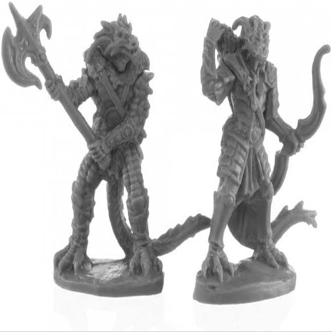 Dragonfolk Fighter and Ranger Miniature 25mm Heroic Scale Figure Bones Black Reaper Miniatures