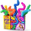 Nutty Toys Pop Tubes - Large 4-Pack Sensory Toys - Creative STEM Learning for Kids & Toddlers - Connect & Pop! Top ADHD Autism Fidget 2026, Best Boy & Girl Valentines Day and Easter Basket Gifts Idea view 1