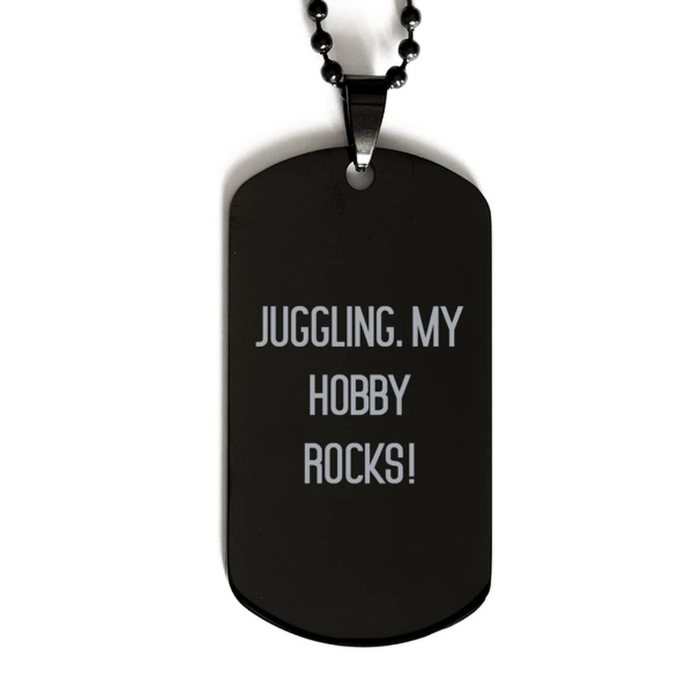 Cheap Juggling Gifts, Juggling. My Hobby Rocks!, Juggling Black Dog Tag From