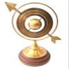 Vimal Nautical Brown Antique Size 12 Inch Lobe Armillary Globe Showpiece, Brass Armillary with Wooden Base Sphere Decor, Nautical Brass Decor view 1