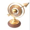 Vimal Nautical Brown Antique Size 12 Inch Lobe Armillary Globe Showpiece, Brass Armillary with Wooden Base Sphere Decor, Nautical Brass Decor view 3