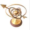 Vimal Nautical Brown Antique Size 12 Inch Lobe Armillary Globe Showpiece, Brass Armillary with Wooden Base Sphere Decor, Nautical Brass Decor view 4