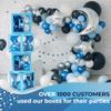 Baby Shower Boxes with Letters  Metallic Blue Boxes with Metallic Blue and Silver Balloons  44-Piece Gender Reveal & Party Decoration Set by Vellax view 2