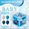 Baby Shower Boxes with Letters  Metallic Blue Boxes with Metallic Blue and Silver Balloons  44-Piece Gender Reveal & Party Decoration Set by Vellax view 3