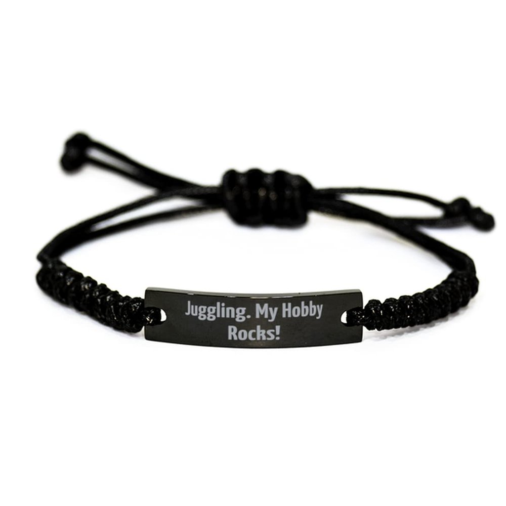 Mugart New Juggling Gifts, Juggling. My Hobby Rocks!, Unique Idea Holiday Black Rope Bracelet Gifts for Men Women