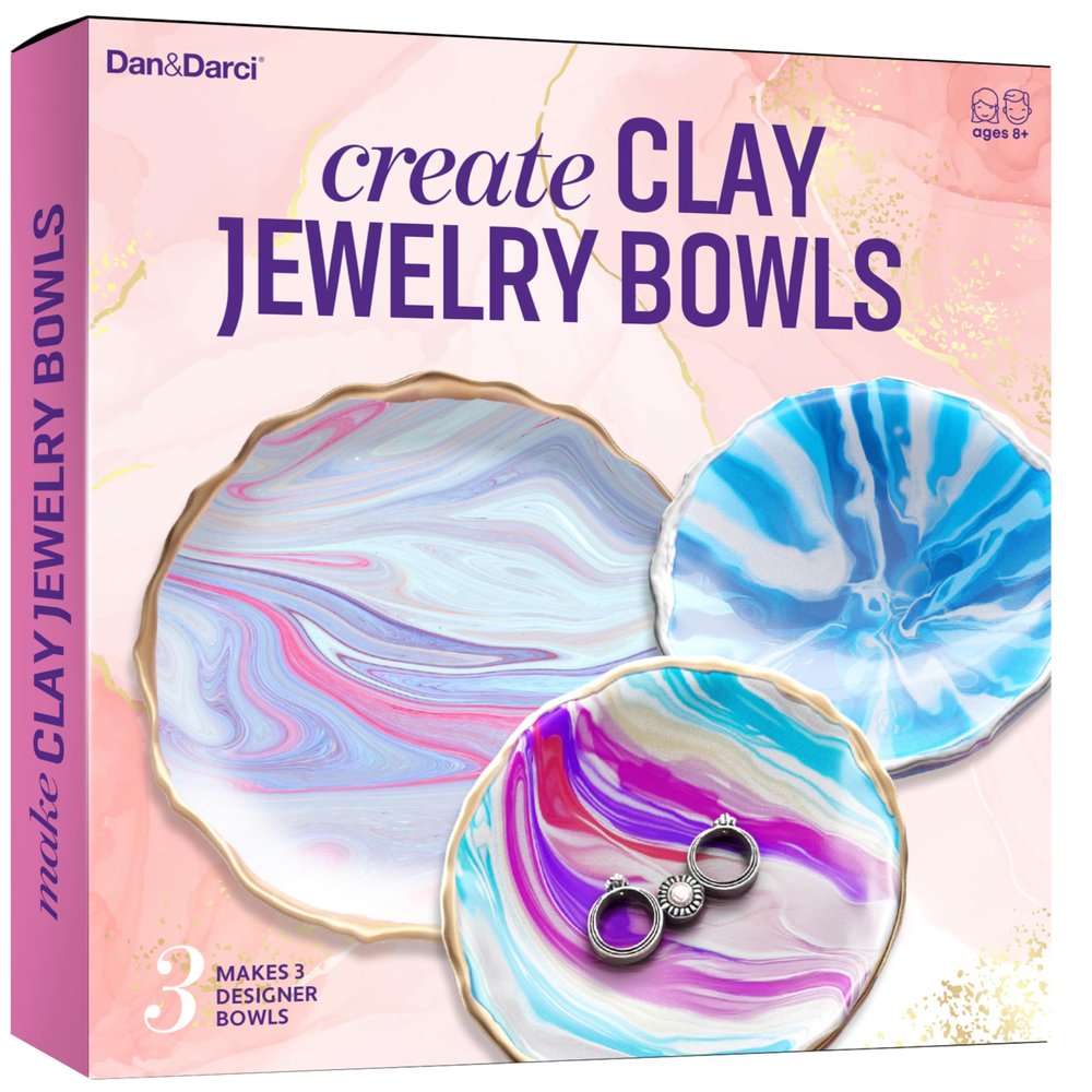 Dan&Darci Craft 'n Clay - Jewelry Dish Making Kit for Kids Ages 8-14 Year Old - Best DIY Arts & Crafts Kits - Easter Gifts - Creative Toys for Preteen & Teenagers - Girl Birthday Gift Ideas
