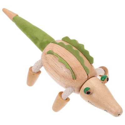 jinyi2016SHOP Home Dcor 1Pc Moveable Crocodile Model Adorn Child Room Desktop Decor Chic Wooden Craft Nurdery Decoration Room Photography Props Toy Art Decorative