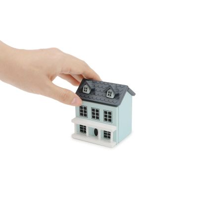 Miniature Cottage for Dollhouse Accessories Desktop Decor Wooden Mini House Storage Decoration Ornament Nice Present for Miniature Lovers (Blue)