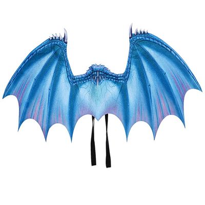 Himine Children's Cartoon Dragon Mask Wings set Children's day Halloween Christmas Party Performance Props (Blue)