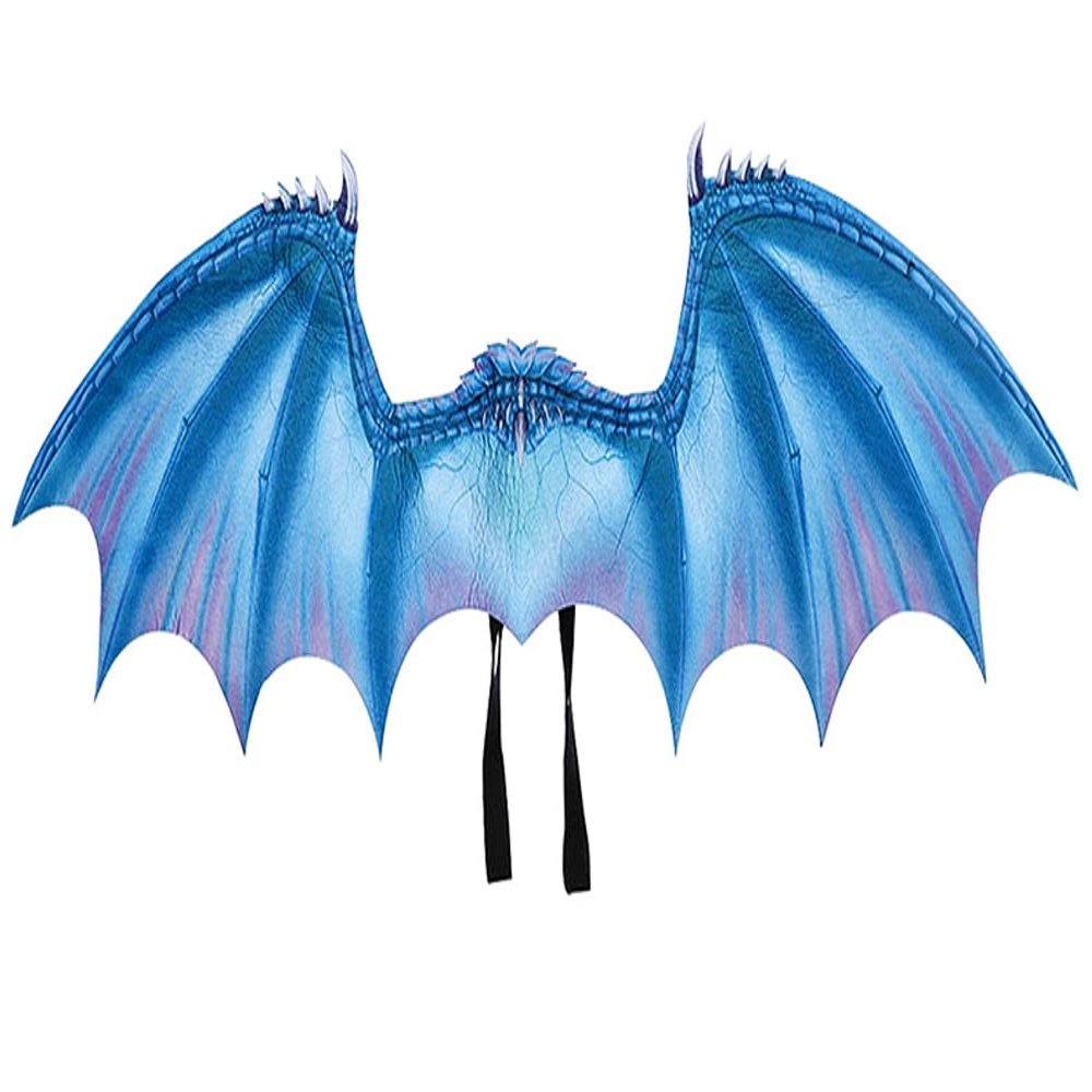 Himine Children's Cartoon Dragon Mask Wings set Children's day Halloween Christmas Party Performance Props (Blue)