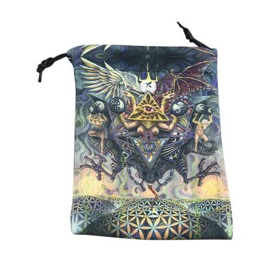 Nanyaciv Tarot Card Velvet Bag, Tarot Rune Bag Bundle, Light and Soft Flannel Digital Printing Card Board Game Embroidery Drawstring Bag, Tarot Bag, Dice Bag, Card Bag, Jewelry Pouch