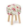 Dollhouse Stool Miniature Round Upholstered 1:12 Scale Wooden Stool Ornament Dollhouse Furnishing Accessories Mini Scene Furniture (White Floral) view 1
