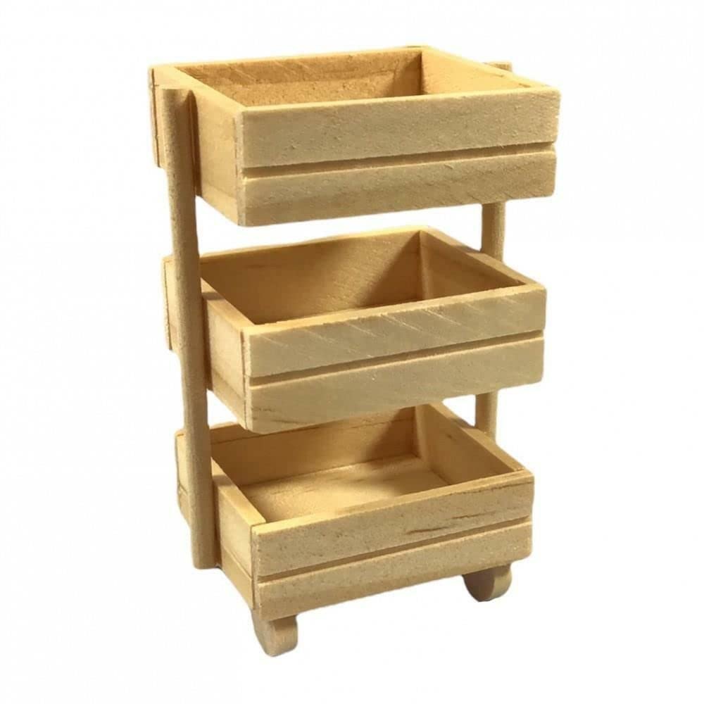 Melody Jane Dolls Houses Dollhouse Bare Wood Crate Trolley Miniature Shop Kitchen Storage Accessory