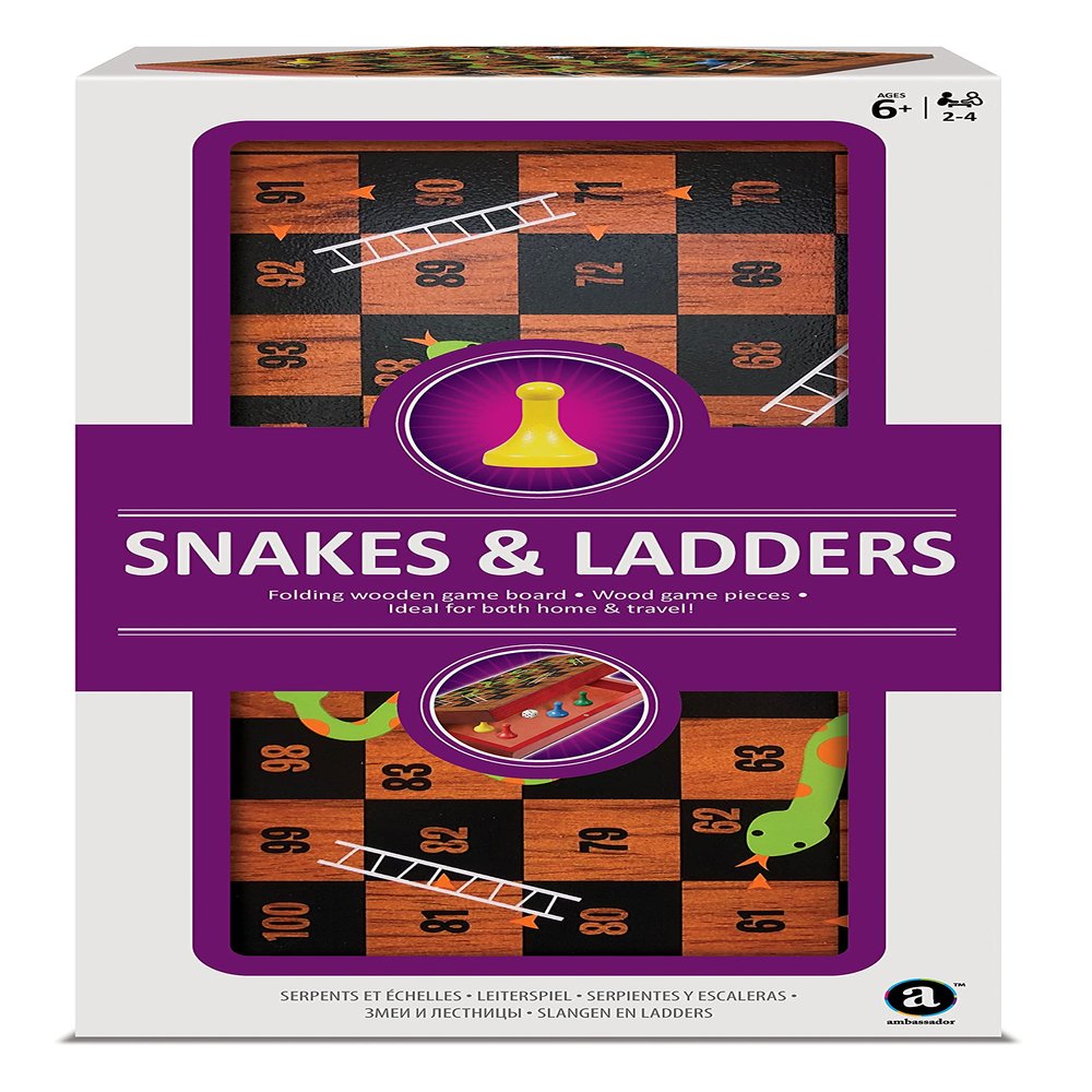 Ambassador Merchant Folding Wood Snakes & Ladders Set, Brown, Tg1903, L