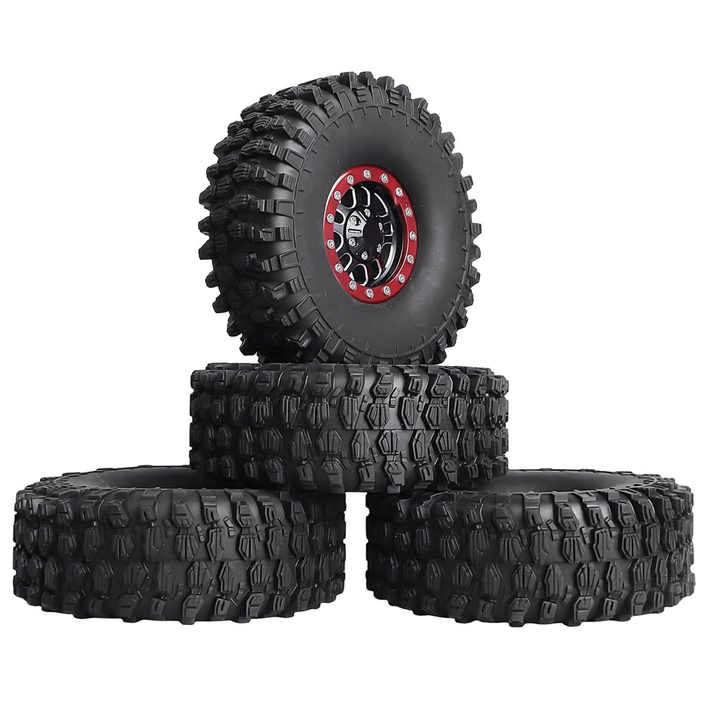 AllinRC RC Crawler 1.9 Beadlock Wheels and Tires Set for 1/10 Scale Axial SCX10 TRX4 RC4WD Redcat Gen8 Gen7 Rock Crawling All Terrain