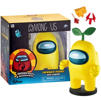 Among Us Stamper Yellow Crewmate Plant Hat 7" Video Game Character Figure