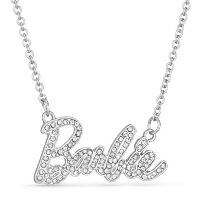 Barbie Crystal Script Logo Necklace (Silver)